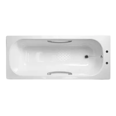 Nes Home x 700mm 2TH Steel Enamel Bath with Handles & Anti Slip Base