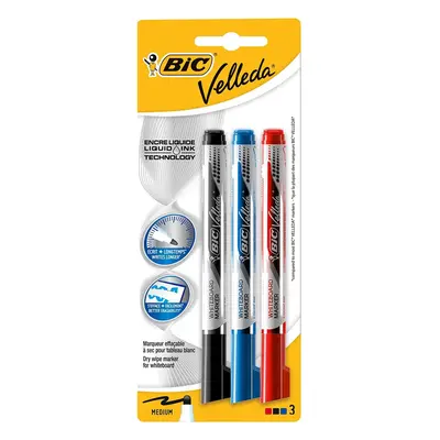 BIC Velleda Pocket Whiteboard Pens - Assorted Colours, Pack of