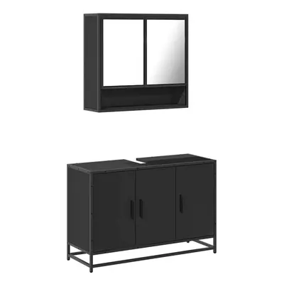 (black) vidaXL Piece Bathroom Furniture Set Black Engineered Wood bathroom cabinet