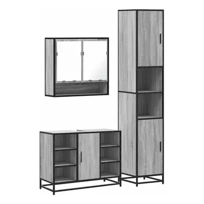 (grey sonoma) vidaXL Piece Bathroom Furniture Set Grey Sonoma Engineered Wood