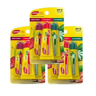 carmex Daily care Moisturizing Lip Balm Tubes with SPF Fresh cherry Strawberry and Wintergreen L