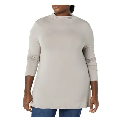 Women's Jersey Long-Sleeve Mock Neck Swing Tunic (Previously Daily Ritual), Grey, Medium