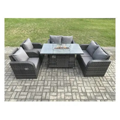 Fimous Rattan Outdoor Garden Furniture Sofa Set Gas Fire Pit Dining Table Gas Heater with Love S