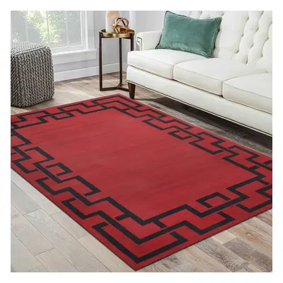 (160cm x 230cm (5ft 3" x 7ft 6")- Large Area Living Room Bedroom Rug , Red Black ) Non Slip Mode