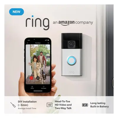 New Ring Battery Video Doorbell DIY Wireless Video Doorbell Camera I Head-To-Toe View, HD Video 