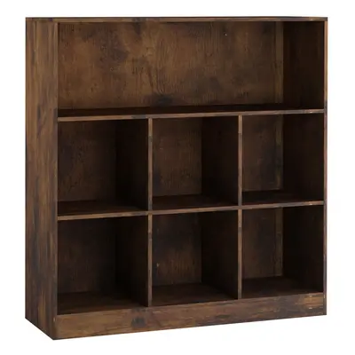 (Rustic Brown, Wide) Wooden Bookcases | Tall or Wide Storage Rack Units