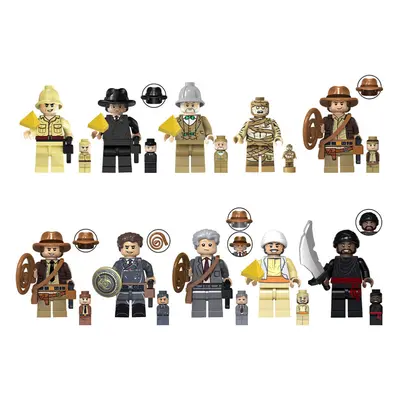 10pcs Treasure Raider Bellocq Indiana Jones Children's Assembled Block Figure