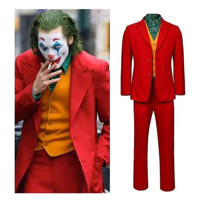 (Movie Joker Cosplay Costume For Men And Kids Arthur Fleck Full Set Halloween Fancy Dress Carniv