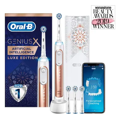 (Rose Gold) Braun Oral-B Genius X Luxe Edition with Artificial Intelligence Electric Toothbrush,