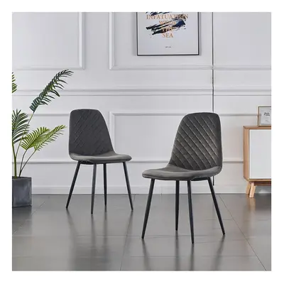 (Grey, 2PCS Dining Chair) 2/4PCS Velvet Dining Chairs Breakfast Metal Legs