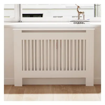 (Vertical Medium 111x19x92cm) 92cm Tall Radiator Cover Modern Cabinet MDF Slats Wood Grill