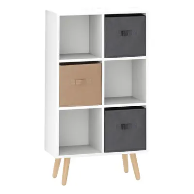 HOMCOM Freestanding Cube Storage Cabinet Unit Bookcase w/ Drawer White