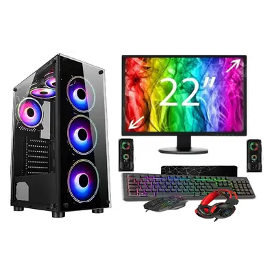 Fast Gaming Intel i5 16GB RAM 1TB HDD& 128GB SSD GT730 2GB 22" Monitor PC Bundle & Speaker