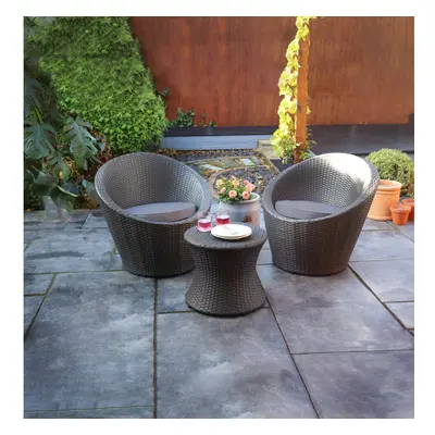 (Anthracite) Bistro Egg Set 3pc Rattan Effect Garden Furniture Set