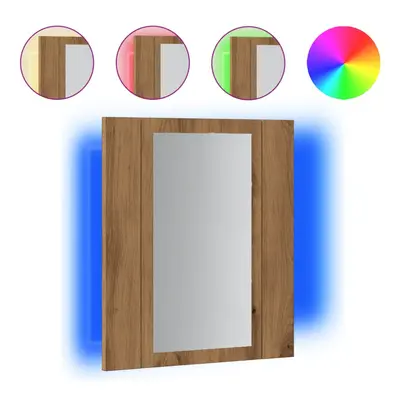 (artisan oak) vidaXL LED Bathroom Mirror Cabinet Washroom Mirror Furniture Storage Cabinet