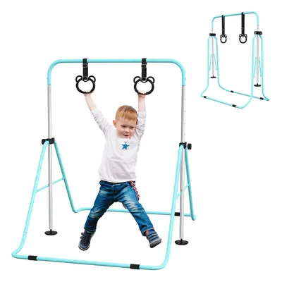 HOMCOM Adjustable Height Foldable Kids Gymnastics Bar, Green