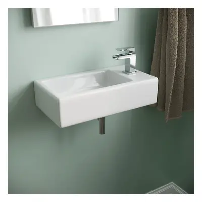 Tulla x 250mm Large Rectangle Wall Hung Cloakroom Basin Sink