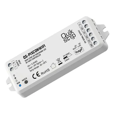 QUIK STRIP MULTI-PIXEL RF+WIFI CONTROLLER - RGB WITH SPI SIGNAL OUTPUT. DYNAMIC MODES.