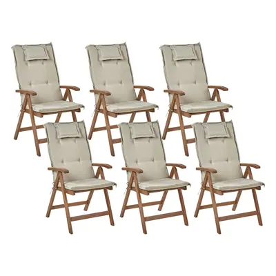 Set of Garden Chairs with Cushions AMANTEA Acacia Wood Taupe