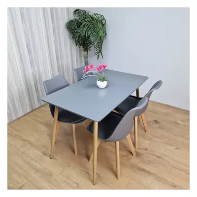 Rectangle Dark Grey Table and Grey Chairs Set Retro Dining Set