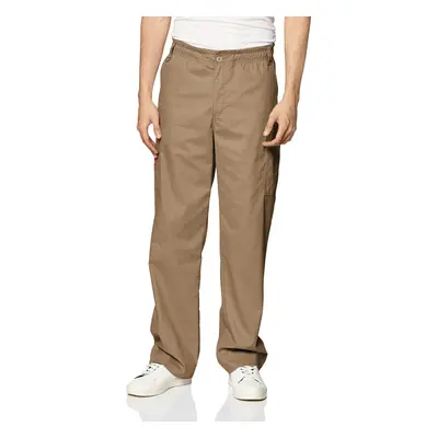 Dickies Mens Big Signature Elastic Waist Scrubs Pant Dark Khaki Smal