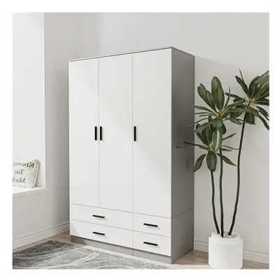 (Grey & White) Door Drawer Wardrobe Storage Shelf Hanging Bedroom Modern Furniture