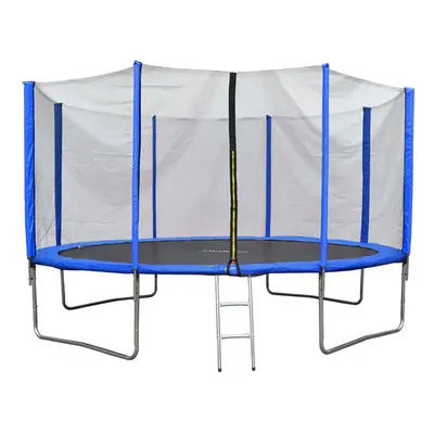 (10ft, Blue) EVRE Outdoor Trampoline with Zip Enclosure Net Padded Spring Cover and Ladder