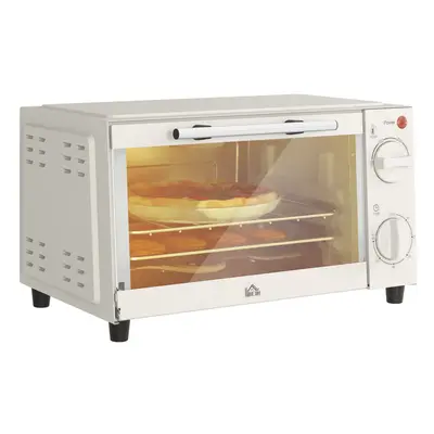 HOMCOM Mini Oven 9L Countertop Toaster Oven with Timer Control 750W Cream