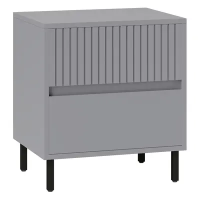 HOMCOM Bedside Table with Drawers and Steel Legs for Bedroom, Grey