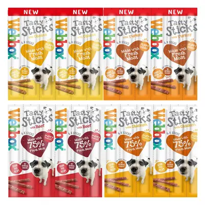 Webbox Dogs Delight Variety Pack Chicken Beef Turkey & Cheese STICKS TOTAL (18 of each flavour) 