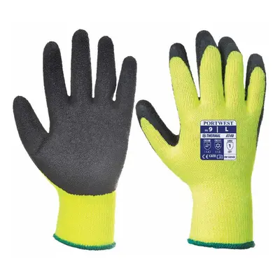 (Small, Yellow/Grey) Portwest - Pair Pack Thermal Hand Protection Grip Glove