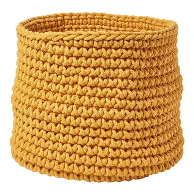 (Yellow) Cotton Knitted Round Storage Basket, x cm