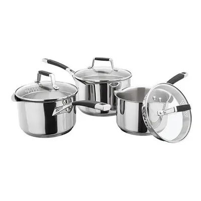 Stellar Induction Piece Draining Lid Saucepan Set