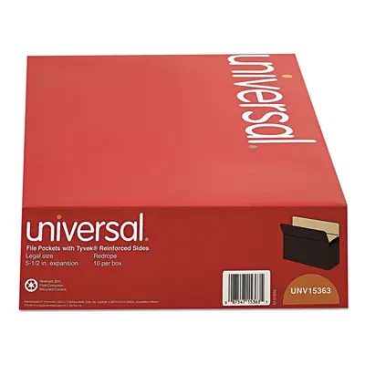 Universal 5 1/4 Inch Expansion File Pockets Straight Legal Redrope/Manila Box of