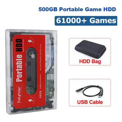 (500G NO GAMEPAD) 2TB HDD External Game Hard Drive Disk Built-in 72000+Games 80+ Collection