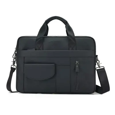 (Smooth Leather Black) High Quality Genuine Leather Laptop Briefcase for Men Retro Travel Messen