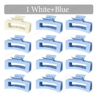 (1 White and Blue, 60Pcs) 6-60Pcs Korean Women Girls Plastic Hair Claws 8.5cm Hairclip Crab Barr