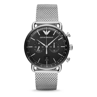 Emporio Armani Aviator Men's Watch AR11104 Chrono Tachymeter Dial Mesh Strap