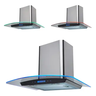 SIA 60cm Stainless Steel Touch Control LED Edge Lit Curved Glass Cooker Hood Fan