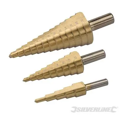 Silverline Titanium-Coated HSS Metal Step Drill Set x3 (Metric 4mm-30mm)