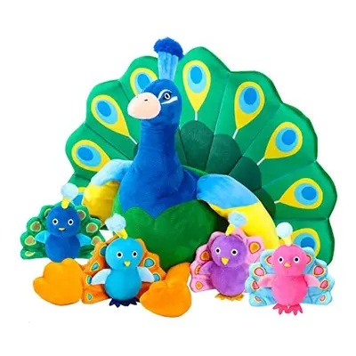 18 Inches Plush Peacock Stuffed Animal Tummy Carrier with Little Plush Peacock Inside Its Zipper