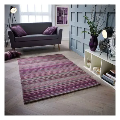 (BERRY, x cm) Modern Multi Coloured 100% Wool Rugs Stripe Line Design Small Extra Large Hall Run