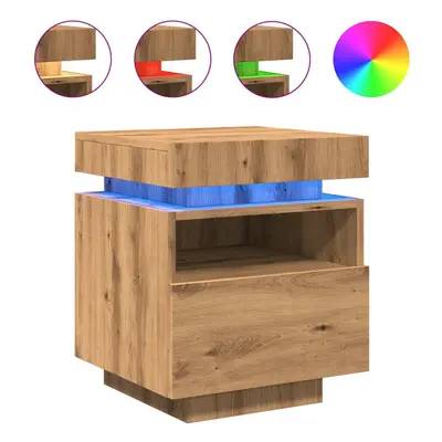 (artisan oak, pcs) vidaXL Bedside Cabinets with LED Lights Nightstand Bed Table Side Cabinet