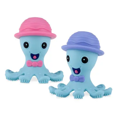 Nuby Silly Silicone Octopus Teethe with Soothing Massaging Bristles For Sore Gums Pink/Purple