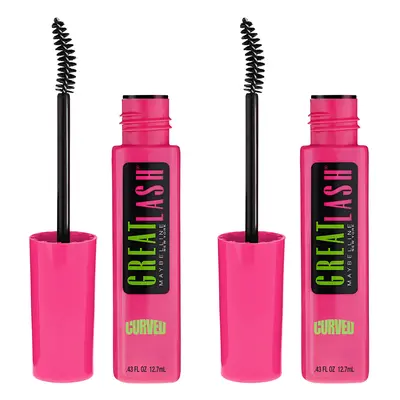 Maybelline Great Lash Curved Brush Washable Mascara Volumizing Lengthening and Curling Mascara B