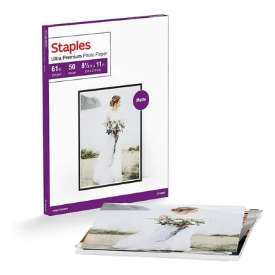 Staples Photo Supreme Paper 1/2"" x 11"" Double Sided Matte 50/Pack