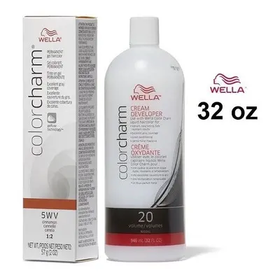 (5WV+Dev (Vol.20) 32oz) Wella Color Charm 5WV Cinnamon Permanent Gel Haircolor