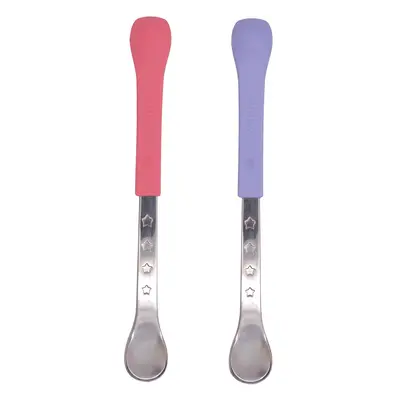 2-in-1 Hot Safe Feeding Spoons - (2-Pack) Spoons for Babies 6+ Months - Pink and Purple