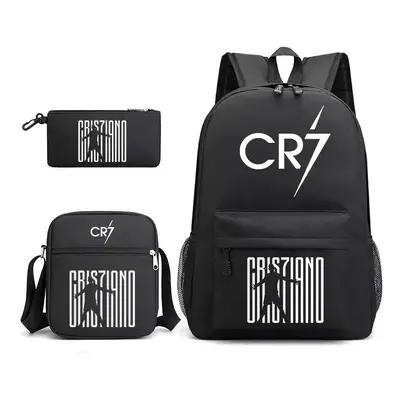 (24) 3pcs Football CR7 Backpack 3D Printe Teens Shoulder Bags