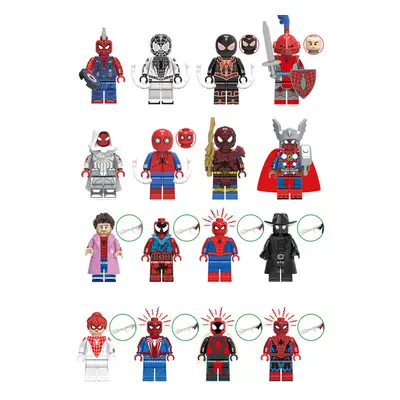 (Style C 16pcs) Across the Spider-Verse Spider-Man Minifigures Building Blocks Toy Action Figure